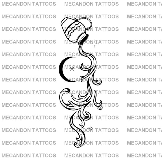 Zodiac Aquarius Tattoo Design